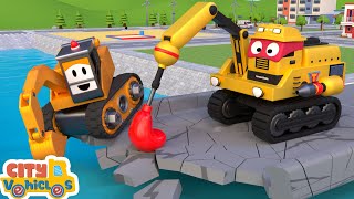 Super Tow truck delivery small cars— Excavator mixer truck and tractor for Kids [upl. by Suirred]