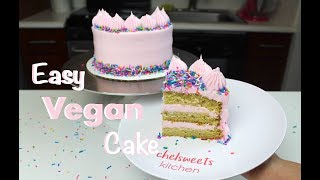 Easy Vegan Cake Recipe  CHELSWEETS [upl. by Alegnaed]