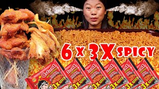 Six Pack 3x Spicy Noodles In Five Minute🤩 Food Challenge  Eating Spicy Noodles  Nepali Mukbang [upl. by Yesllek774]