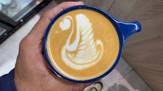 Speciality Coffee Training  Barista art skills  Coffee Latte Art Tutorial Swan latte art [upl. by Aihtebat]