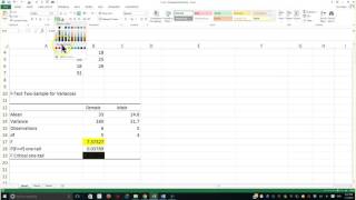 FTest Using Excel [upl. by Charleen]