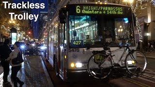 ⁴ᴷ San Francisco Muni Bus Trackless TrolleyTrolleybus Action on Market [upl. by Aznaed]