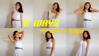 6 WAYS TO TIE A TOGA  With a single bed sheet [upl. by Howlan]