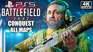 BATTLEFIELD 2042 Gameplay Walkthrough CONQUEST All Maps So Far PS5 4K 60FPS  No Commentary [upl. by Siuqramed]