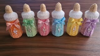 Souvenir para Baby Shower en CROCHET  Recuerdo llavero o cubierta para salero [upl. by Duj]