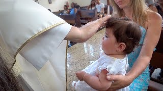 BATIZADO DA LAURA NO BRASIL Igreja em Santos SP  Daily Vlog em Familia Férias Brancoala [upl. by Grail793]