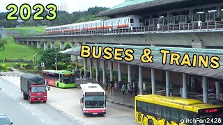 Buses and Trains at Kranji Station Singapore 2023 [upl. by Annaehs599]