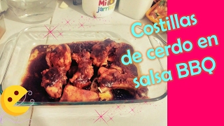 Como preparar costillas de cerdo en salsa BBQ [upl. by Ffilc]