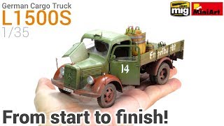 How to Build Paint and Weather a realistic Scale Model MiniArts 135 German Cargo Truck L1500S [upl. by Keyser]