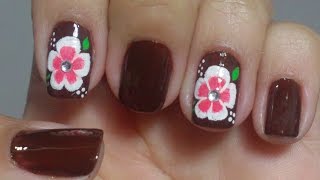 Unhas Decoradas Artísticas com Flores Manual Bela e Simples Nail Art [upl. by Amrak922]