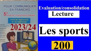 5AEP Evaluationconsolidation Lecture les sports Page200pour communiquer en français 5 [upl. by Kifar226]