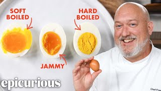 The Secret to Perfect Boiled Eggs Soft Jammy Hard  Epicurious 101 [upl. by Ailongam]