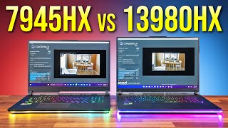 Best Laptop CPU 2023 Ryzen 9 7945HX vs Intel i913980HX [upl. by Aushoj]