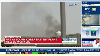 Fire At South Korea Battery Plant Kills 22 Workers [upl. by Peedsaj505]