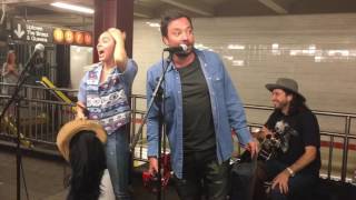 Miley Cyrus and Jimmy Fallon Surprise NYC Subway Performance 061317 [upl. by Nicram215]