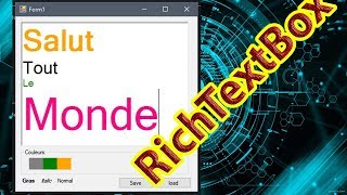 Visual Basic Net Le contrôle RichTextBox Tutoriel avancé  exemple dutilisation [upl. by Fortna391]