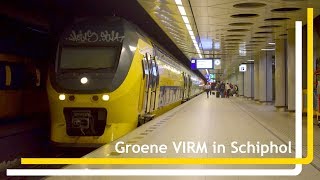 Groene VIRM 9556 vertrekt uit Schiphol Airport [upl. by Irisa]