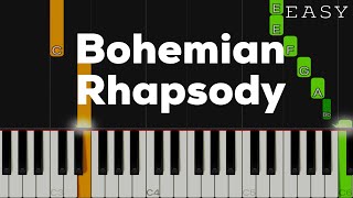 Bohemian Rhapsody  Queen  EASY Piano Tutorial [upl. by Tiat]