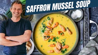 Deliciously Golden Saffron Mussel Soupquot  Mediterranean recipe finale [upl. by Yatnod388]