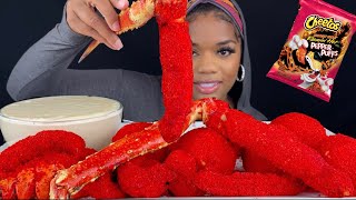 KING CRAB SEAFOOD BOIL FRIED HOT CHEETOS 🥵 KING CRAB LOBSTER TAILS SHRIMP WITH CHEESE [upl. by Berwick450]