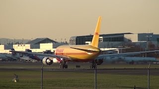 DHL ABX Air N775AX 767200F Takeoff Portland Airport PDX [upl. by Ives]