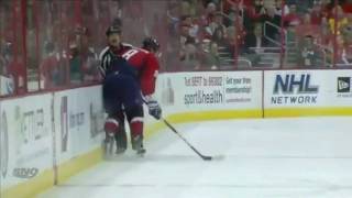 Alex Ovechkin hits Dan Schachte HD Dual Feed [upl. by Jakie]