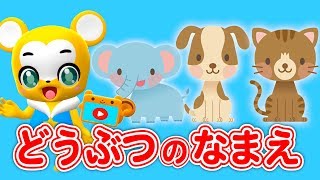 【知育アニメ】どうぶつ の なまえ★いぬ・ねこ・ゾウ・ライオン★動物 いっぱい 子供向け知育動画★赤ちゃん喜ぶアニメAnimal animation for kids [upl. by Hgielra539]