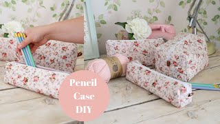 How to sew a zipped pencil casebox pouch Back to school DIY [upl. by Dino]