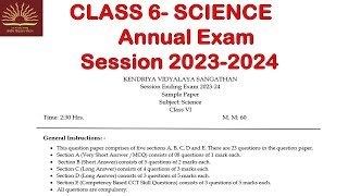 CLASS6 Science  Annual Exam 2024 Sample Question Paper with Solution KV CBSE  Term2 [upl. by Stearns]