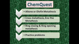 Cross metathesis Ring Closing Metathesis RCM and Ring Opening Metathesis ROM MSc chemistry [upl. by Perkoff]