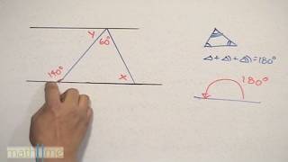 Ángulos entre paralelas y un triángulo [upl. by Salamanca]