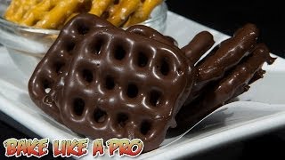 Dipped Dark Chocolate Waffle Pretzels Recipe [upl. by Jacqui]