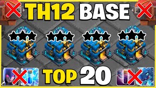 TOP 20  NEVER 3 STAR TH12 CWL BASE LINK 2024  TH12 WAR BASE LINK 2024  TH12 BASE CLASH OF CLANS [upl. by Uhn460]