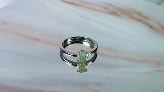 Sterling Silver Black Opal crystal 06ct green solitaire ring [upl. by Gatian]