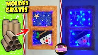 Cuadro navideño con tubos de cartón y papel maché Moldes Gratis [upl. by Aihsinat143]