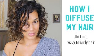 Diffusing fine wavy to curly hair after big chop 3a 2b [upl. by Michaeline674]