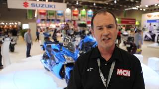 Suzuki at INTERMOT 2014  First Look  Motorcyclenewscom [upl. by Ardnait408]