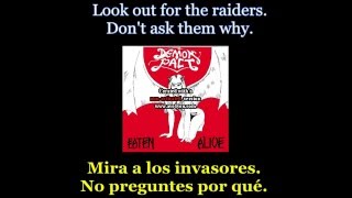 Demon Pact  Raiders  Lyrics  Subtitulos en español NWOBHM Traducida [upl. by Notfa]