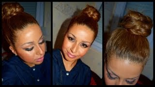 Chignon plaqué et torsadé facile rapide et classe  Coiffure idéal sur cheveux longs et bouclés [upl. by Thirion]