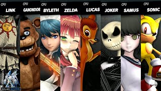 New Mods Solaire vs Freddy vs Maid Byleth vs Monika vs Bambi vs Jack vs Komaru vs Super Sonic [upl. by Dnaltruoc]