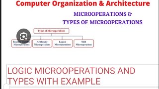 Logic microoperations types of microoperations  COA  full course in hindi [upl. by Edmanda354]