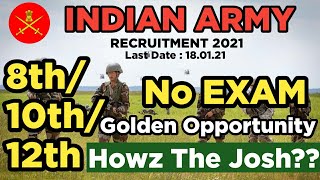 INDIAN ARMY RECRUITMENT 2021  8TH PASS10TH PASS12TH PASS  NO EXAM  SALARY 35000  SOLDIER भर्ती [upl. by Adnilra]