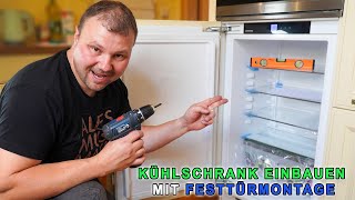 Kühlschrank einbauen mit Festtürmontage 👉 Einbaukühlschrank einbauen Anleitung Liebherr [upl. by Lamag962]