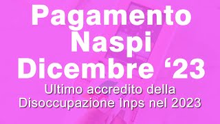 INPS paga la Naspi a Dicembre 2023 quando arriva [upl. by Aika]