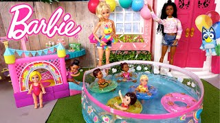 Barbie amp Ken Doll Family Getting Ready for Birthday Pool Party [upl. by Anette]