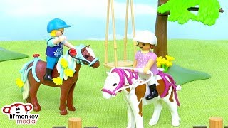 Playmobil Horse Farm 🐴  Advent Calendar Build and Play Peanut Pony Foal Goes Missing [upl. by Nalyak26]