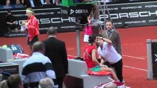 Andrea Petkovic injury timeout vs Victoria Azarenka  Porsche Tennis Grand Prix 2012 [upl. by Regazzi]