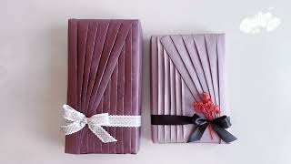 Gift wrapping ideas  pleated gift wrap 礼物包装 [upl. by Darsie]