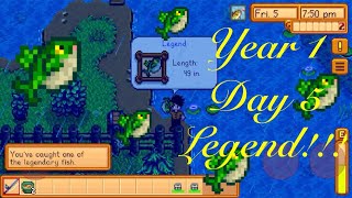 Legend on Day 5 Year 1  Stardew Valley Speedrun [upl. by Barnes]