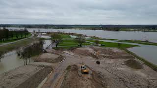 Drone vlucht Hoog water in de rivier De Lek bij Salmsteke Lopik Jaarsveld 27 december 2023 [upl. by Ier538]